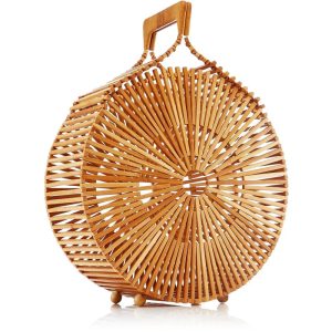 sac effet osier marron rond et sophistiqué