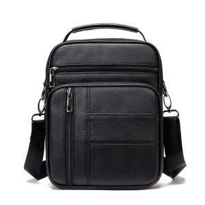 sac bandoulière homme cuir noir