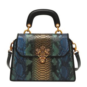 sac à main multicolore effet peau de serpent