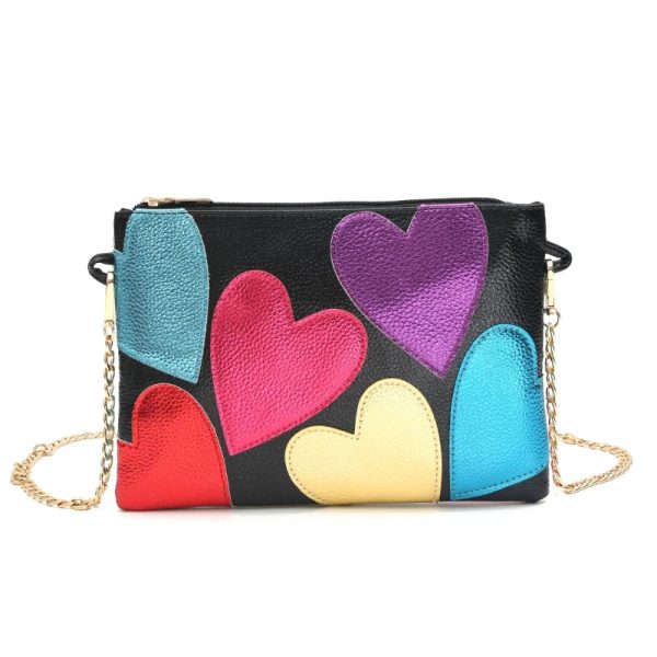 sac à main multicolore avec motifs de coeurs
