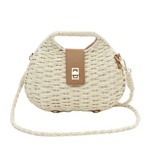 sac paille tressé beige à bandoulière