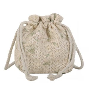 Sac Femme Bourse avec Fleurs Brodées