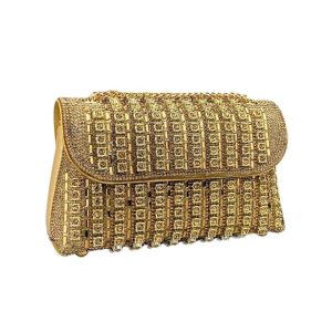 sac pochette soirée doré à strass