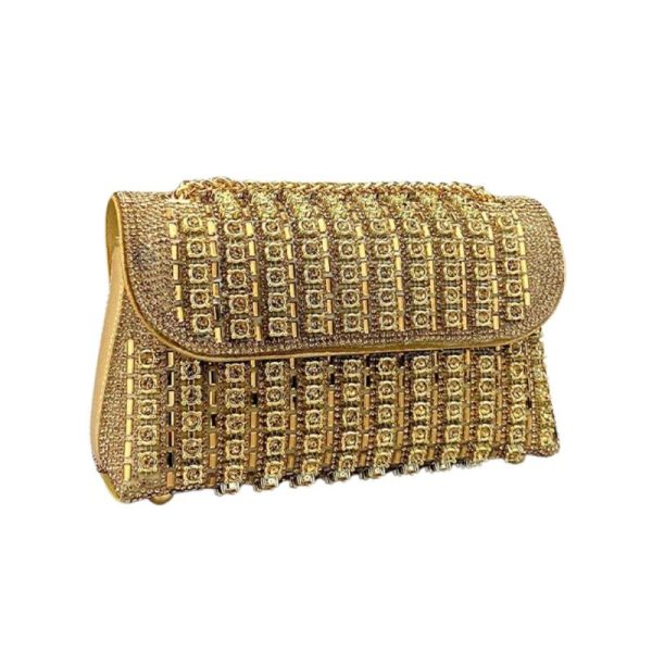 sac pochette soirée doré à strass