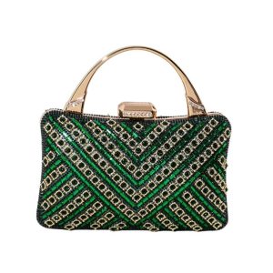 sac pochette soirée vert et scintillant