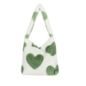 sac à main fausse fourrure coeurs