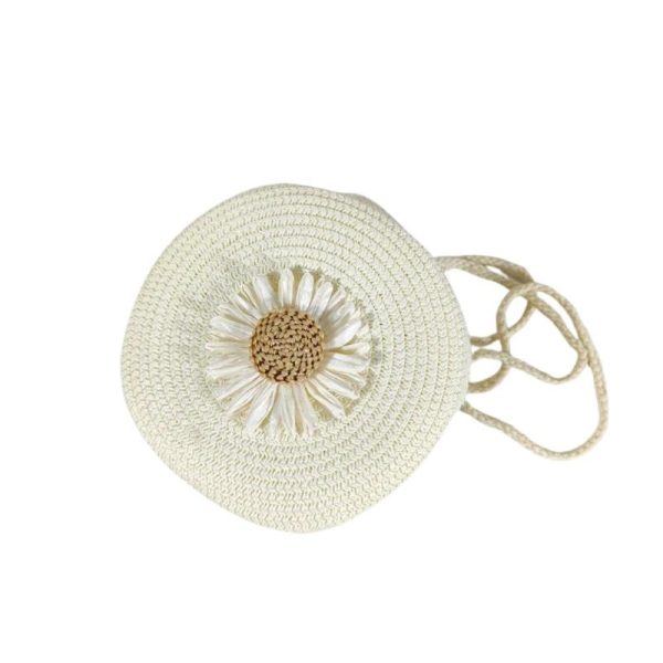 sac en paille rond au design de fleur