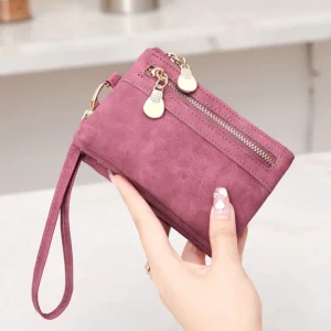 Porte-monnaie/portefeuille rétro givré en cuir PU