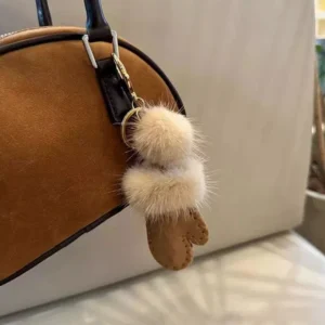 Porte-clés de luxe en fourrure de vison  pour sac à main, sac à dos, pendentif