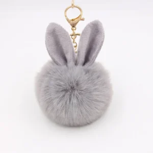 Pendentif forme d'oreille de lapin en peluche fausse fourrure