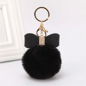 Pendentif/Porte-clés pompon tendance  PU avec nœud et strass brillants